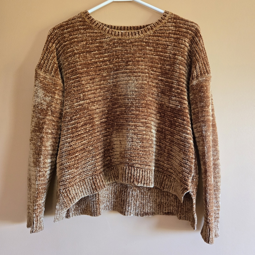 Pink Rose Cozy Brown Knit Crop Sweater PTP=20.5"